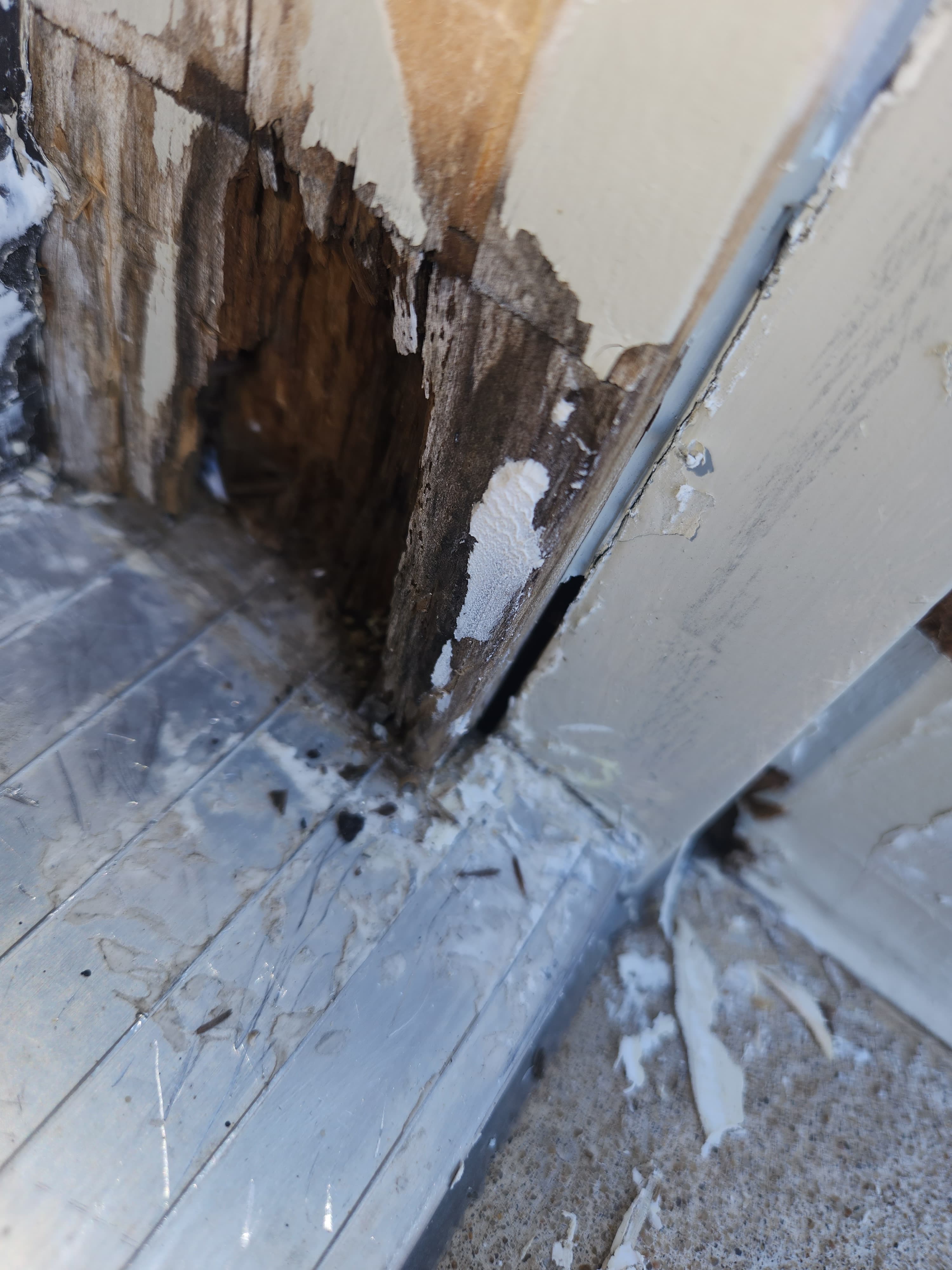 Basement Door Jamb Leak Repair before